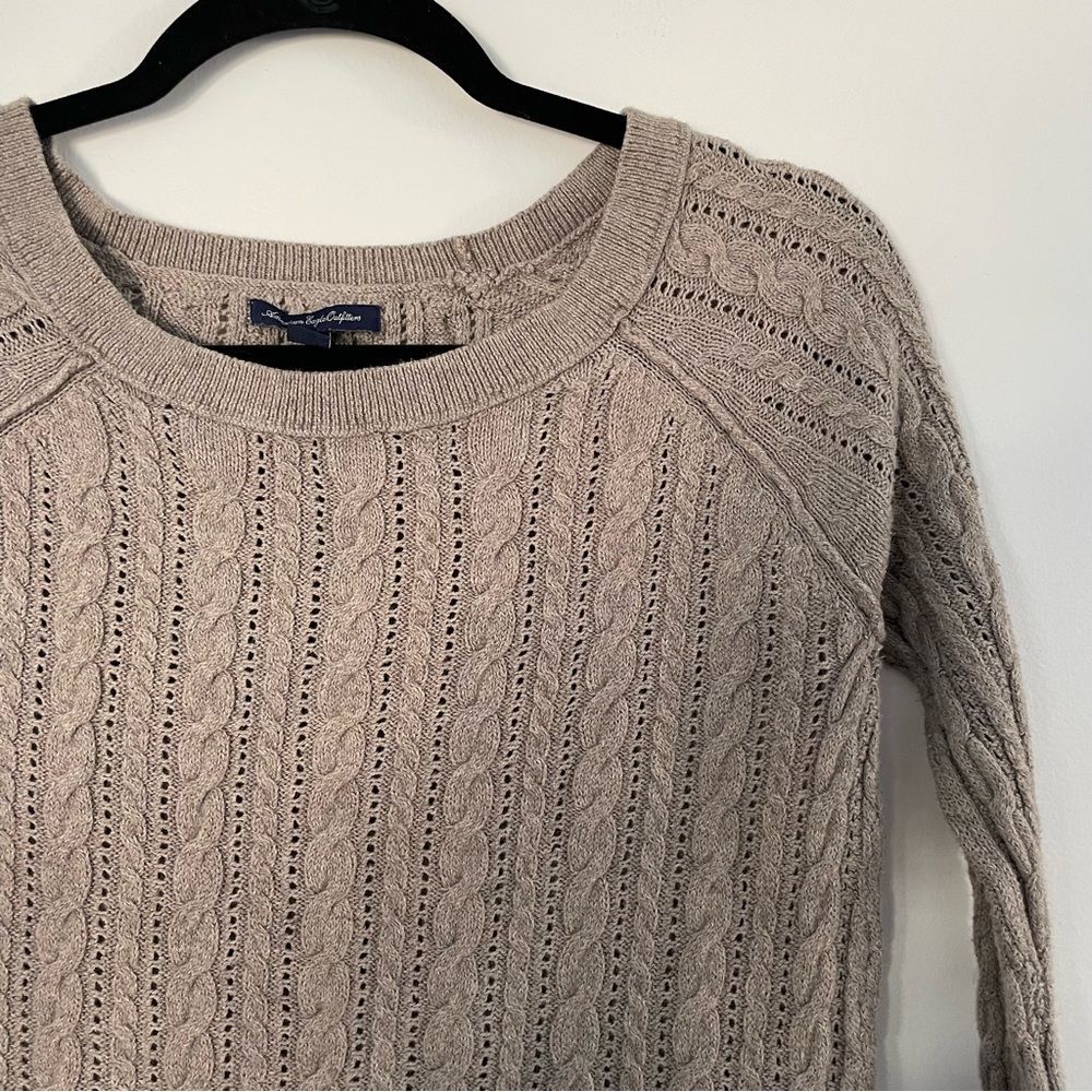 American Eagle sweater womens tan knitted sweater size xsmall - Picture 3 of 6